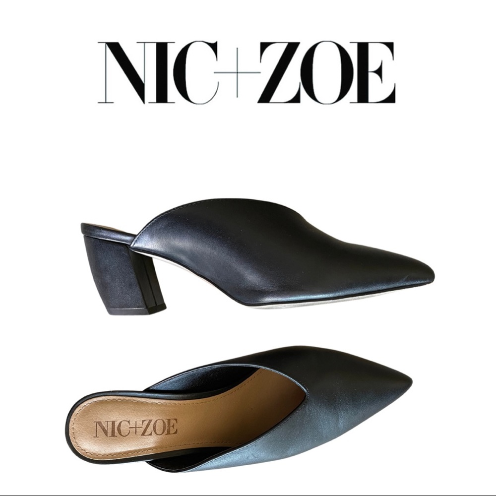 NIC+ZOE point toe slip on mule heels